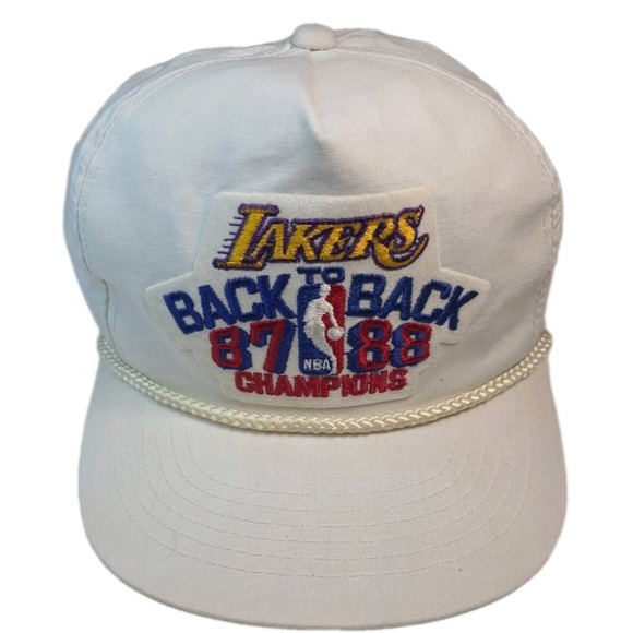 YoungAn Other - Vintage LA Lakers Back to Back 87/88 NBA Basketball Champions Hat Snapback White